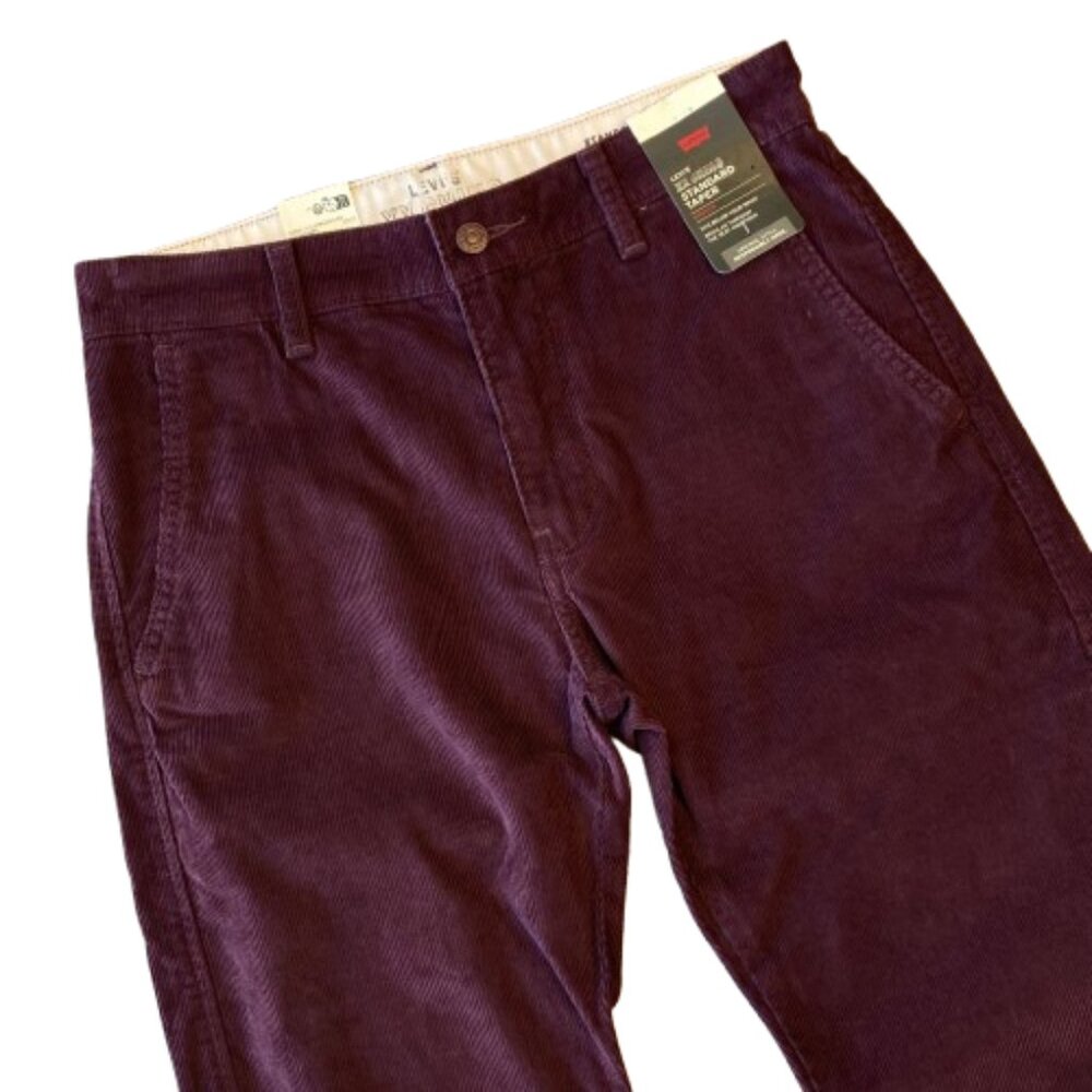 Levi's XX Chino Standard Taper Fit Corduroy Pants Mens 30x32 Burgundy NWT - Picture 2 of 10